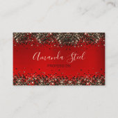 Elegant rood zwart goud glitter visitekaartje (Voorkant)