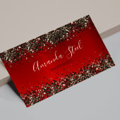 Elegant rood zwart goud glitter visitekaartje