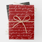 Elegant Rood Zwart Goud Handgeschreven Vrolijk Ker Inpakpapier Vel (In situ)