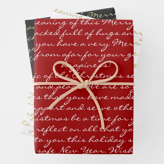 Elegant Rood Zwart Goud Handgeschreven Vrolijk Ker Inpakpapier Vel (In situ)