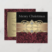 Elegant Rood Zwart Goud Kerstfeest Kaart (Voorkant / Achterkant)