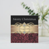 Elegant Rood Zwart Goud Kerstfeest Kaart (Staand voorkant)