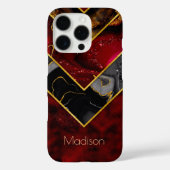 Elegant rood zwart goud meisjesachtig geometrisch Case-Mate iPhone case (Achterkant)