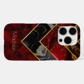Elegant rood zwart goud meisjesachtig geometrisch Case-Mate iPhone case (Achterkant (horizontaal))