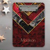 Elegant rood zwart goud meisjesachtig geometrisch klembord