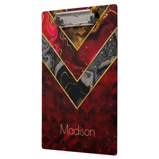 Elegant rood zwart goud meisjesachtig geometrisch klembord (Links)