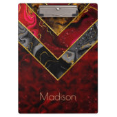 Elegant rood zwart goud meisjesachtig geometrisch klembord (Voorkant)