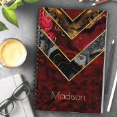 Elegant rood zwart goud meisjesachtig geometrisch notitieboek