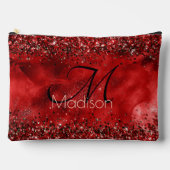 Elegant rood zwart goudglitter monogram etui (Voorkant)