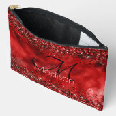 Elegant rood zwart goudglitter monogram etui (Open)