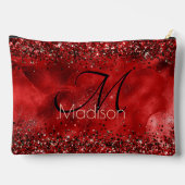Elegant rood zwart goudglitter monogram etui (Achterkant)