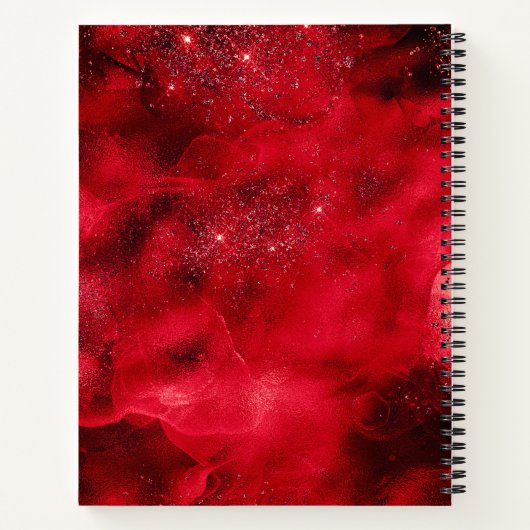 Elegant rood zwart goudglitter monogram notitieboek (Achterkant)