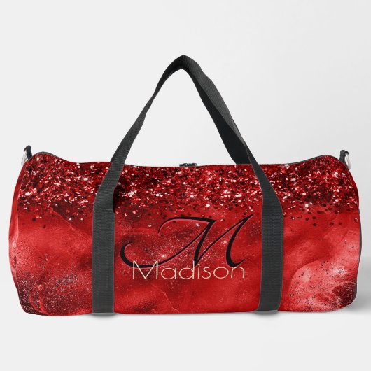 Elegant rood zwart goudglitter monogram plunjezak (Voorkant)