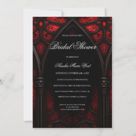Elegant rood & zwart kathedraal gotisch Vrijgezell Kaart