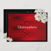 Elegant rood zwart, Rozen, Quinceanera Invitation Kaart (Voorkant / Achterkant)