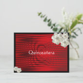 Elegant rood zwart, Rozen, Quinceanera Invitation Kaart (Staand voorkant)