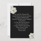 Elegant rood zwart, Rozen, Quinceanera Invitation Kaart (Achterkant)