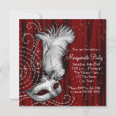 Elegant rood zwart wit Masquerade Party Kaart (Achterkant)