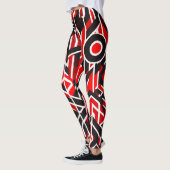 Elegant rood, zwart, wit met subtiel patroon - leggings (Links)