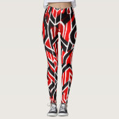Elegant rood, zwart, wit met subtiel patroon - leggings (Voorkant)