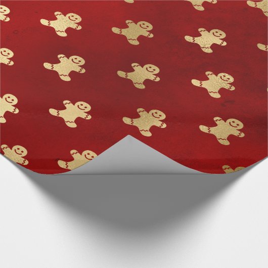 Elegant roodbruin kerstontbijtpatroon cadeaupapier (Hoek)