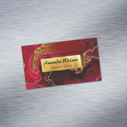 Elegant roodbruin magnetisch visitekaartje (Voorbeeld)