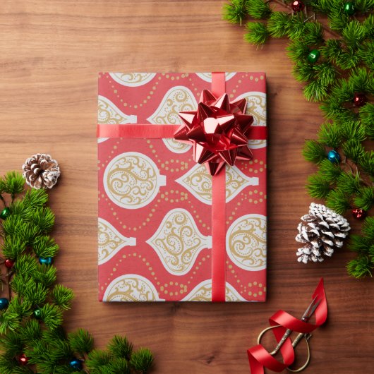 Elegant roodbruin ornamenten cadeaubonet cadeaupapier (Feestdagen Geschenken)