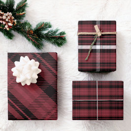 Elegant roodbruine kerstflannelvormig patroon inpakpapier vel