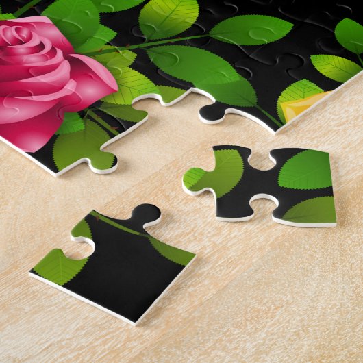 Elegant roodgeel roze en Paars Roos ventilator Legpuzzel (Zijkant)