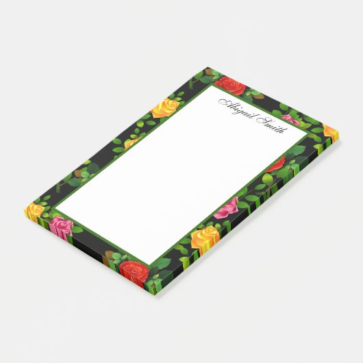 Elegant roodgeel roze en Paars Roos ventilator Post-it® Notes (Schuin)