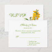 Elegant  roodgele bloemen RSVP Kaartje (Voorkant / Achterkant)