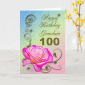 Elegant roos 100ste verjaardagskaart voor oma kaart (Gele Bloem)