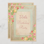 Elegant  Roos 35e verjaardag Kaart (Voorkant / Achterkant)