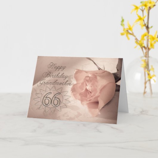 Elegant roos 66ste verjaardagskaart voor oma kaart (Gele Bloem)