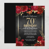 Elegant Roos 70e uitnodiging op zaterdag (Voorkant / Achterkant)