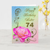 Elegant roos 74ste verjaardagskaart voor zus kaart (Gele Bloem)