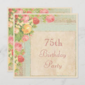 Elegant  Roos 75e verjaardag Kaart (Voorkant / Achterkant)