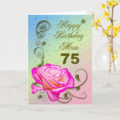 Elegant roos 75ste verjaardagskaart voor mama kaart (Gele Bloem)