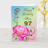 Elegant roos 97e verjaardagskaart voor mama kaart (Gele Bloem)