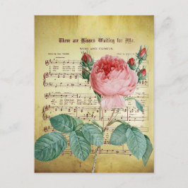 Elegant Roos Antiek blad Muzieknoten Briefkaart