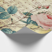 Elegant Roos Antiek blad Muzieknoten Cadeaupapier (Hoek)