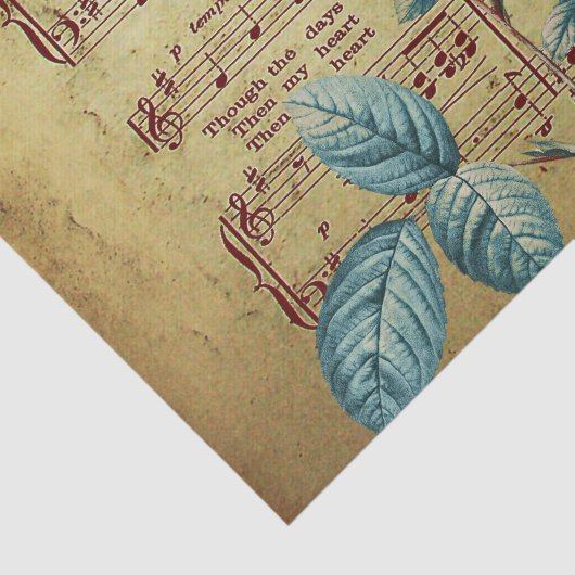 Elegant Roos Antiek blad Muzieknoten Tissuepapier (Detail)