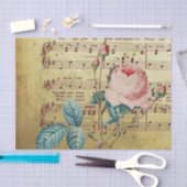 Elegant  Roos Antiek blad Muzieknoten Tissuepapier (Craft)