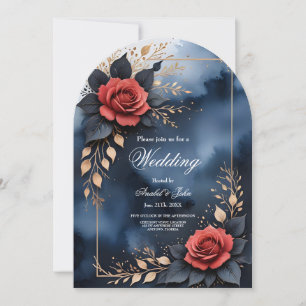 Elegant roos arrangement met goudkleurig blad kaart