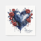 Elegant roos arrangement met goudkleurig blad servet (Voorkant)