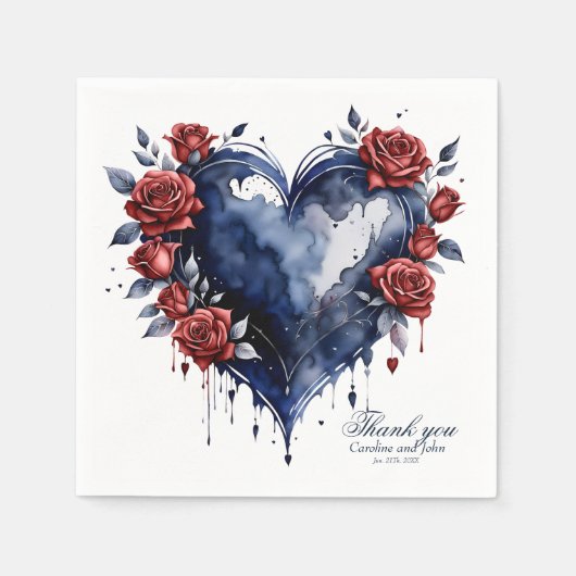 Elegant roos arrangement met goudkleurig blad servet (Voorkant)