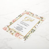 Elegant Roos, Baby shower Gold Folie Uitnodiging (Gedraaid)