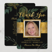 Elegant Roos Black & Gold Photo Hartelijk dank Bedankkaart (Voorkant / Achterkant)