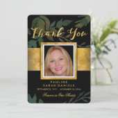 Elegant Roos Black & Gold Photo Hartelijk dank Bedankkaart (Staand voorkant)