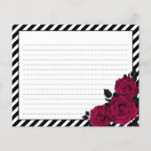 Elegant Roos Black Stripes Gothic Bridal Recipe Ka (Achterkant)